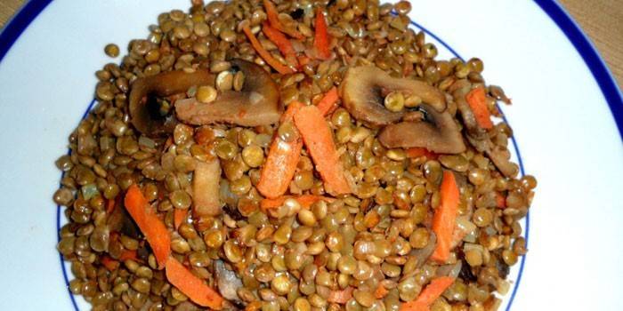 Gachas de lentejas con champiñones