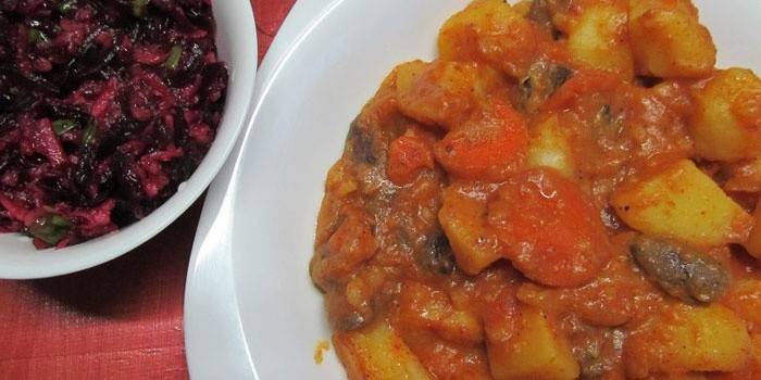 Hühnerherzen mit Kartoffeln