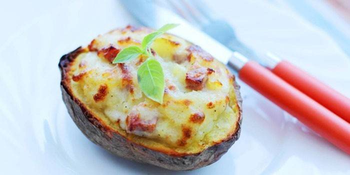 Jambon et fromage cuits moitié moitié de pomme de terre