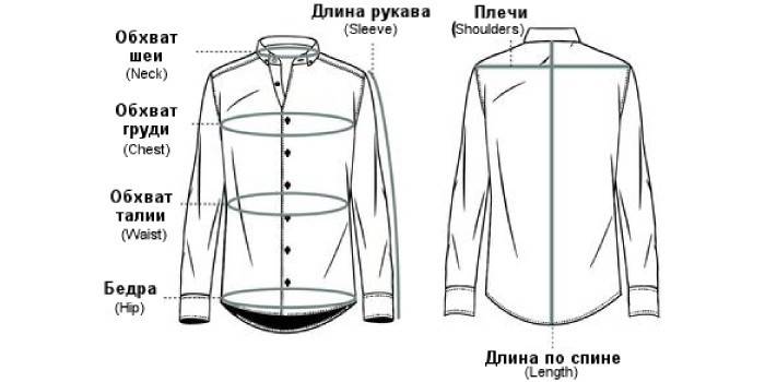Các biện pháp cho áo sơ mi nam