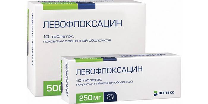 Embalagens de comprimidos de Levofloxacina