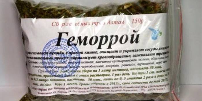Συλλογή βοτάνων για αιμορροΐδες σε συσκευασία