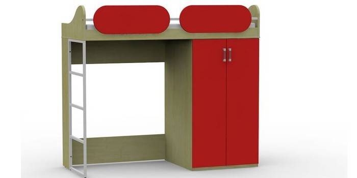 Einzelhochbett mit Kleiderschrank Harmony