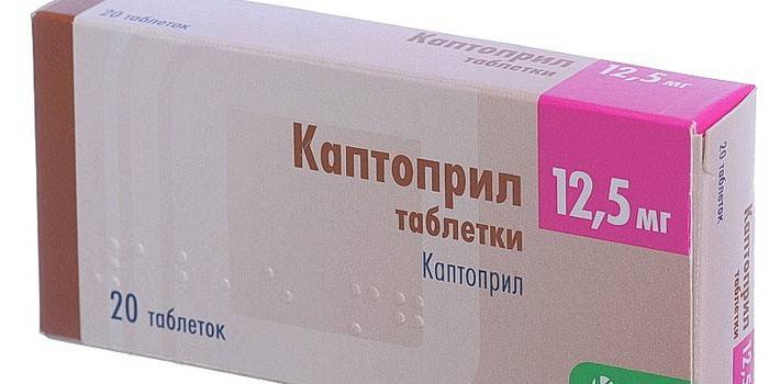 แท็บเล็ต Captopril ในแพ็ค