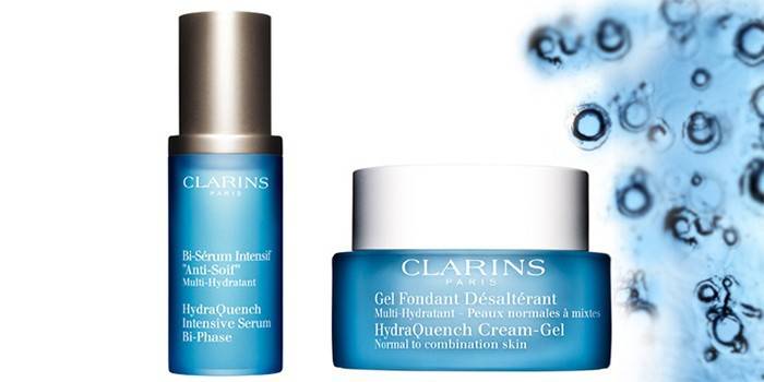 Clarins drėkinamasis serumas ir veido gelis
