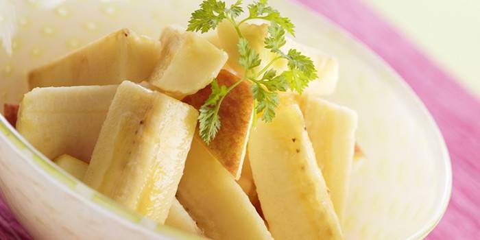 Rodajas de plátanos en un tazón
