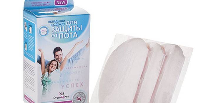 Csomagolás a verejtékbetétekből a Stop Agent-től