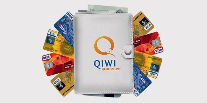 Qiwi logo lommebok og plastkort