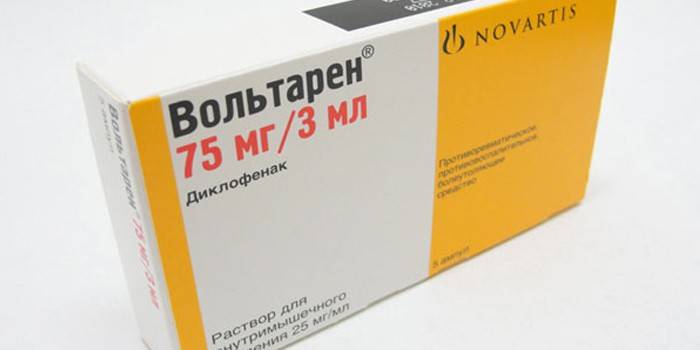 Pakuotės injekcijos „Voltaren“