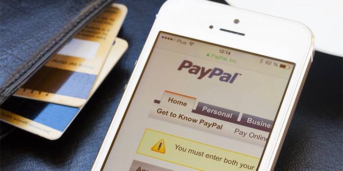 PayPal avoin puhelin ja lompakko