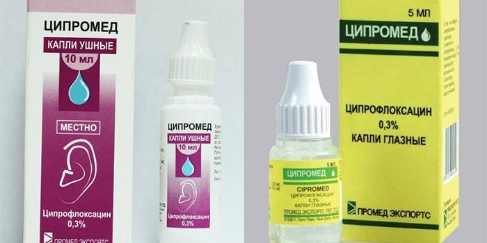 Fül- és szemcseppek Cypromed a csomagolásban