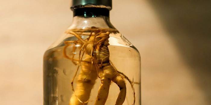 Ženšenio alkoholio tinktūros buteliukas