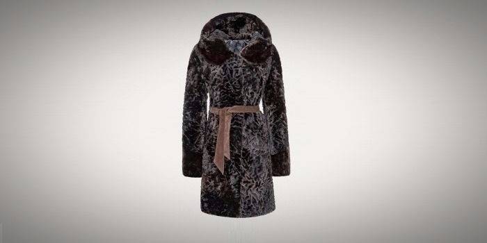 Manteau en fourrure Mouton avec ceinture en cuir