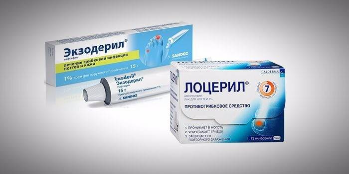 Préparations Loceryl et Exoderil en packs