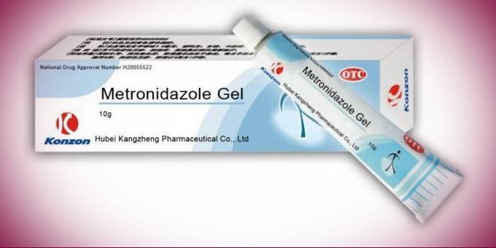 ครีม Metronidazole ในแพคเกจ