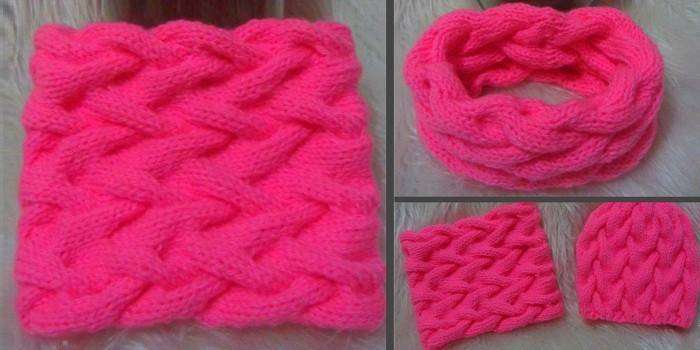 Örgüler ile pembe snood