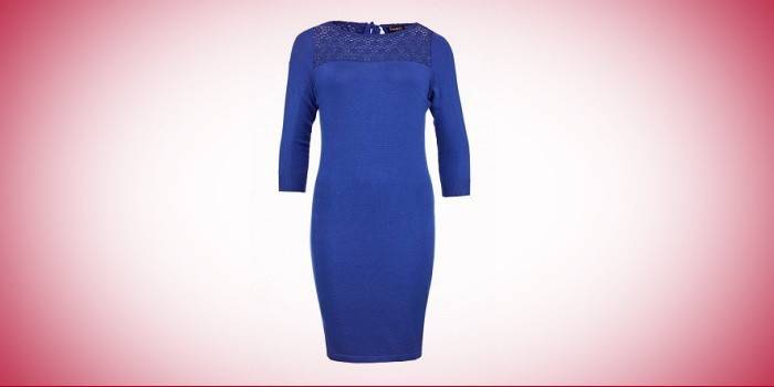Bodycon синя рокля с дантелен детайл