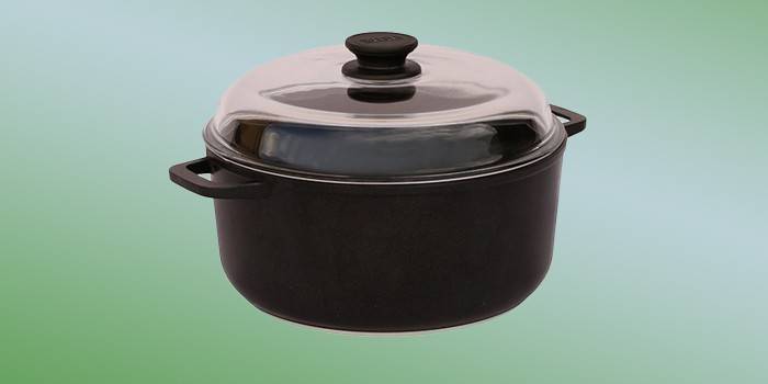 Panela de ferro fundido com tampa de vidro BIOL