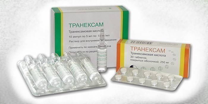 Tranexam i ampuller og tabletter