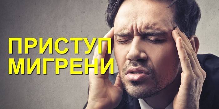Omul și inscripția Migraine Attack