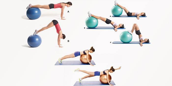 ชุดของการออกกำลังกายที่มี fitball