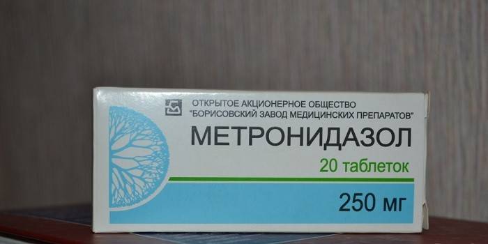 Metronidazolo tabletės pakuotėje