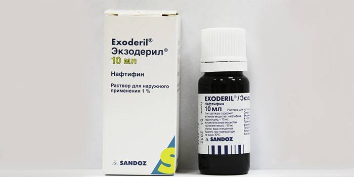 Разтвор за външна употреба Exoderil в опаковки