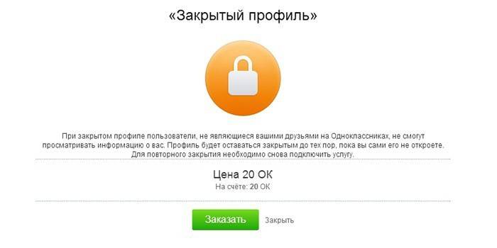 Suljettu profiili Odnoklassniki
