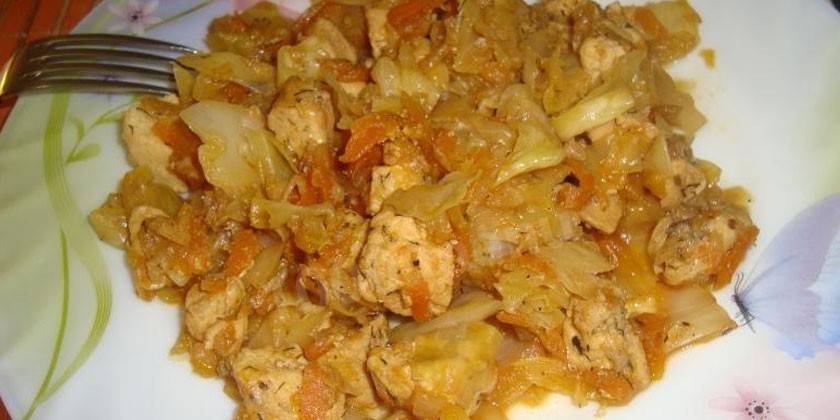 เนื้อไก่กับผัก
