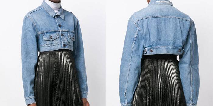 Veste courte en jean blanc cassé OWEA115F171491667300