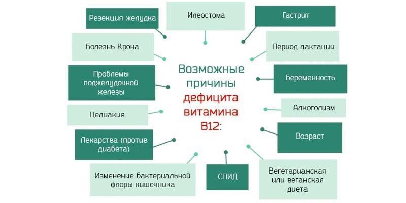 Vitamino B12 trūkumo priežastys