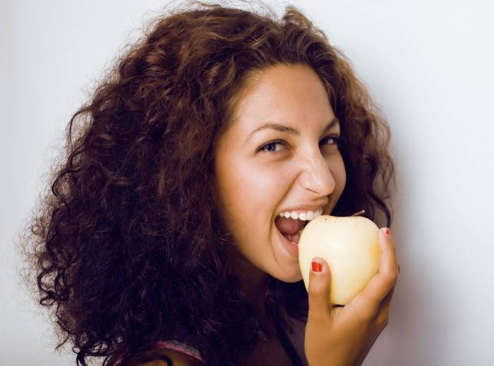 Jauna sieviete, ar, apple